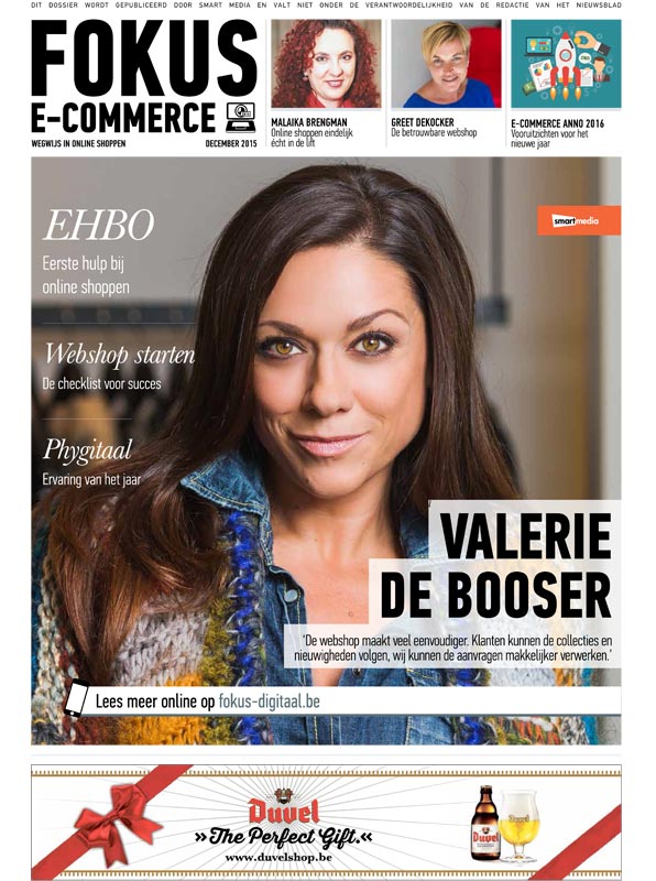 Voorpagina Fokus e-commerce - Het Nieuwsblad - december 2015