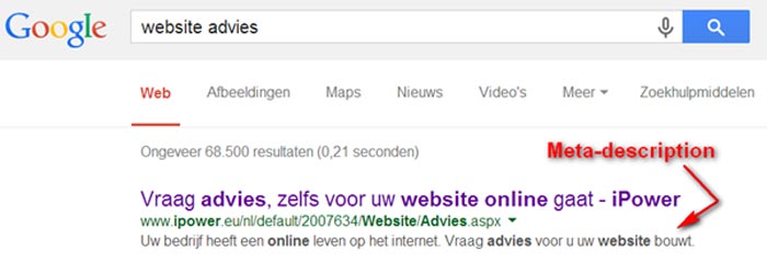 Meer info over de tag meta-description - iPower